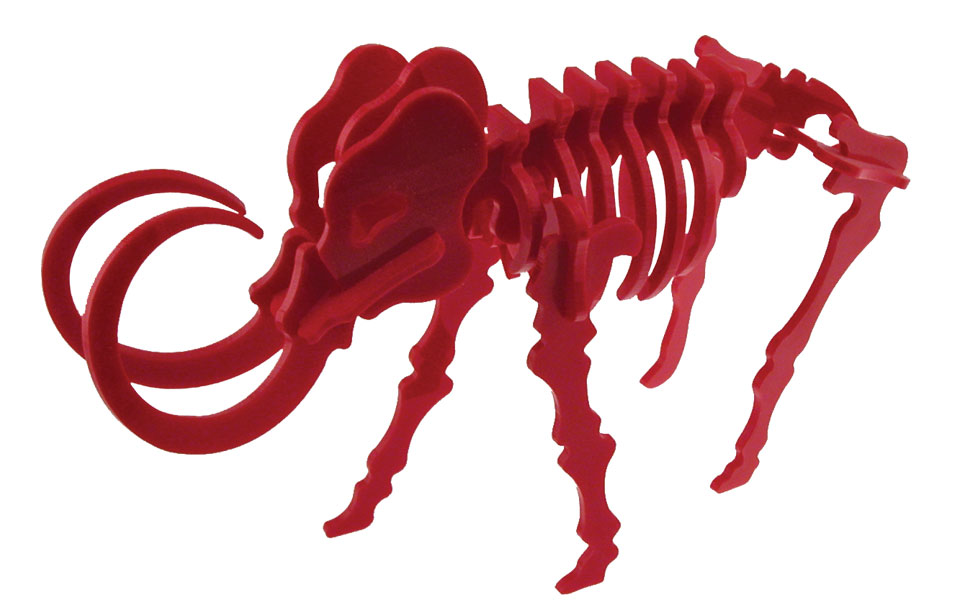 red acrylic elephant skeleton puzzle